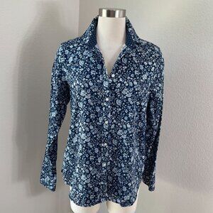 Chaps Womens Large No Iron Floral Long Sleeve Shirt Blouse Top